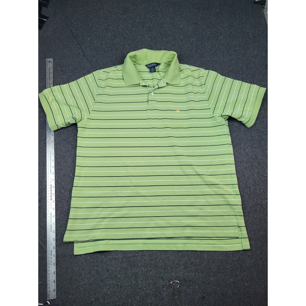 Brooks Brothers‎ Performance Polo Mens XL Green Striped Preppy Academia Golf